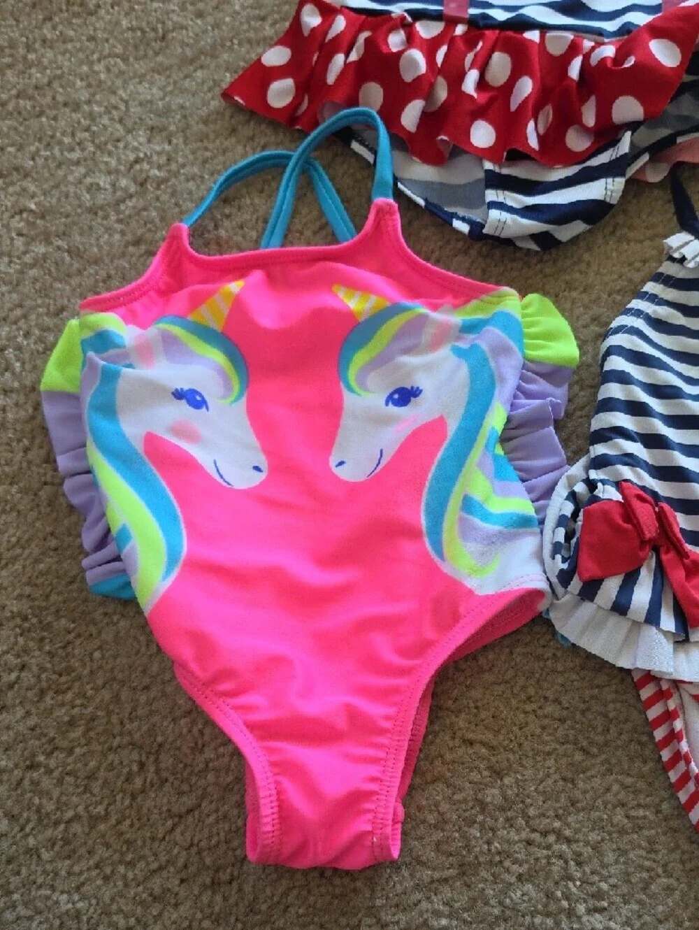 Baby Girls Patriotic Unicorn One Piece Swimsuit Bundle Size 12 Months